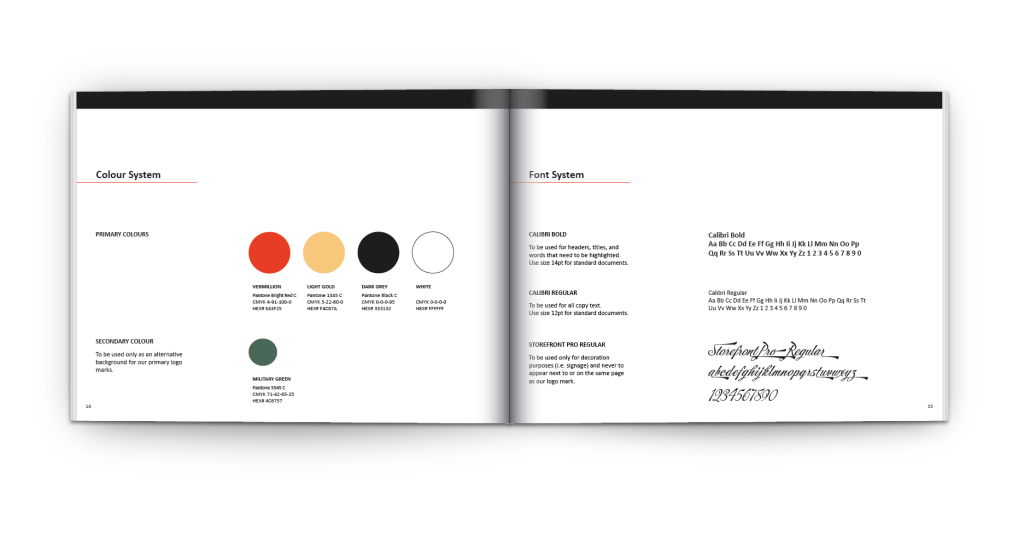Magis colour and font systems - standards guide brochure mockup