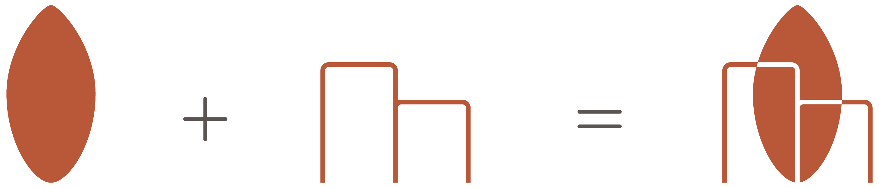 Vertical leaf shaped oval plus a twin building outline equals Green Space logo: an overlap of the leaf and the building outlines