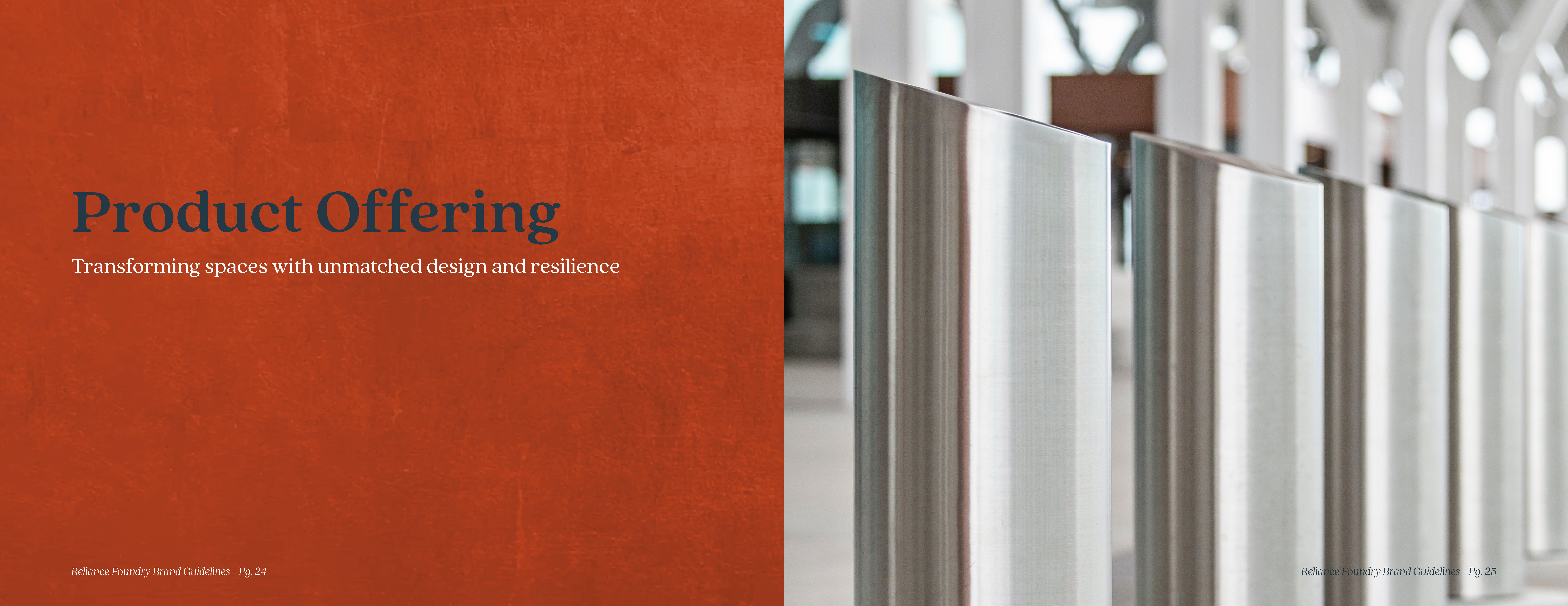 Product Offering. Close up of slanted stainless steel bollards.
