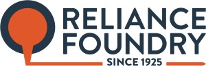 Graphic icon of molten metal being poured out of a circular container. Text reads: Reliance Foundry. Since 1925.